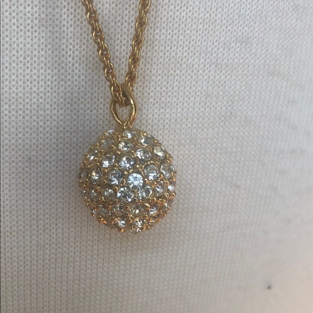 Elegant Gold and crystal ball Pendant Necklace - Picture 2 of 3